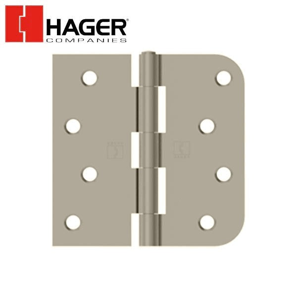 Hager - RC1847 - 5-Knuckle - Square by Round Corner 5/8" Radius - Plain Bearing with Fasteners - Rivet Pin - 4" x 4" - Optional Finish