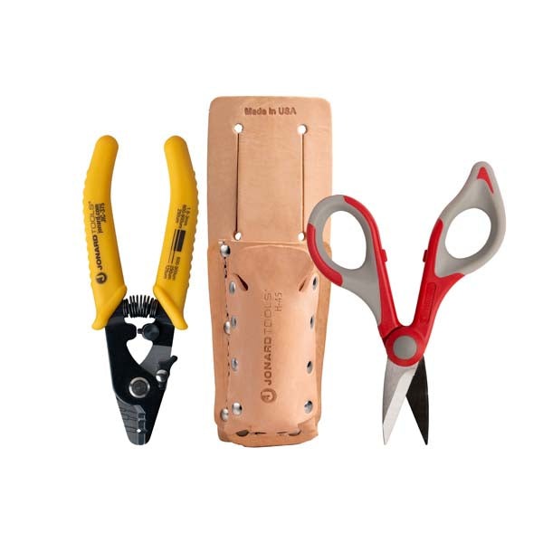 Jonard Tools - Fiber Stripper & Kevlar Shears Kit - Leather Pouch