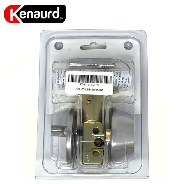 Premium Single Cylinder Deadbolt Lock - Satin Chrome - Retail Packaging - SC1