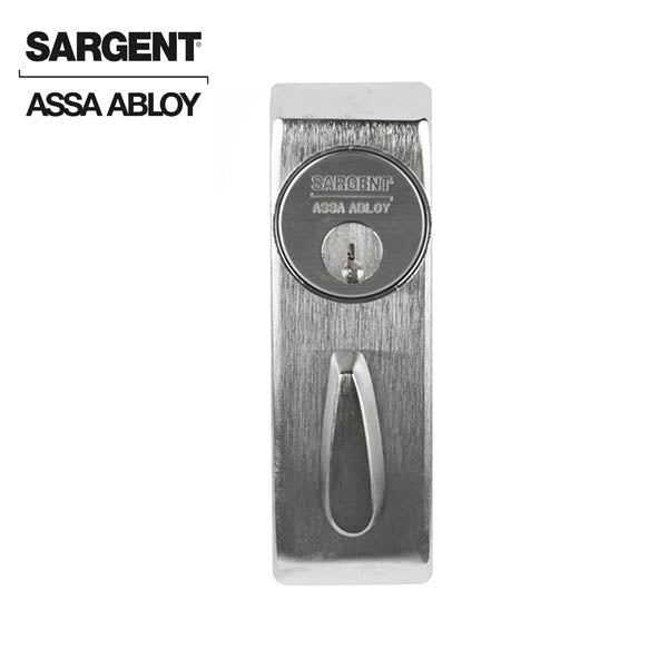 Sargent - 113-26D-SGT - Auxiliary Outside Control Exit Device Trim - Classroom Function Key Locks/Unlocks - Mortise Cylinder Included - Satin Chrome