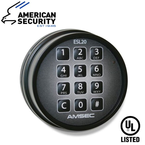 American Security - ESL20 - Electronic Safe Lock - Keypad - UL Listed - Black