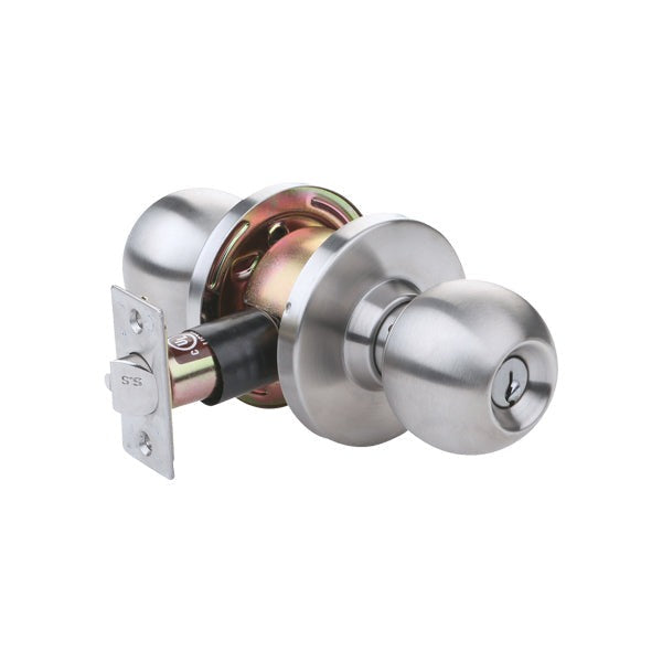 TELL - CL100043 - Heavy Duty Cylindrical Knob - Satin Stainless - 2-3/4" Backset - Grade 2 - Storeroom