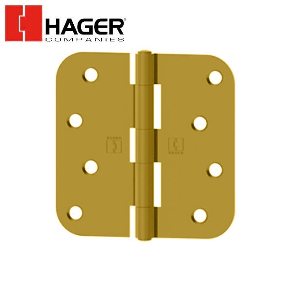 Hager - RC1846 - 5-Knuckle - Round Corner 5/8" Radius - Plain Bearing - Rivet Pin With Fasteners - 4" x 4" - Optional Finish