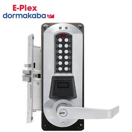 E-Plex - E5086XS - Electronic Pushbutton PROX Mortise Lever Set - Schlage 'C' - 2 3⁄4" Backset - Satin Chrome - Grade 1