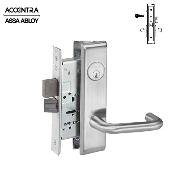 Accentra (Formerly Yale) - CRCN8822FL - Mortise Lock - Dormitory - Single Cylinder - Satin Chrome - Fire Rated - Grade 1
