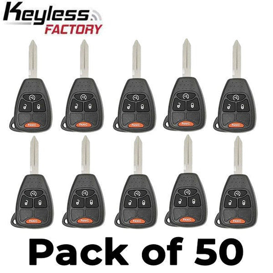 50 x 2007-2018 Jeep Dodge Chrysler / 4-Button Remote Head Key / OHT692713AA (AFTERMARKET) (Bundle of 50)