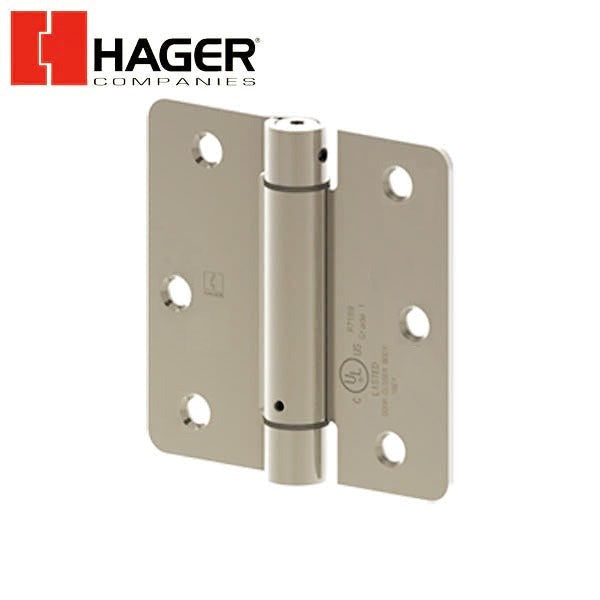 Hager - 1751 - Round Corner 1/4" Radius - Spring Hinge with Fasteners - Optional Size - Optional Finish