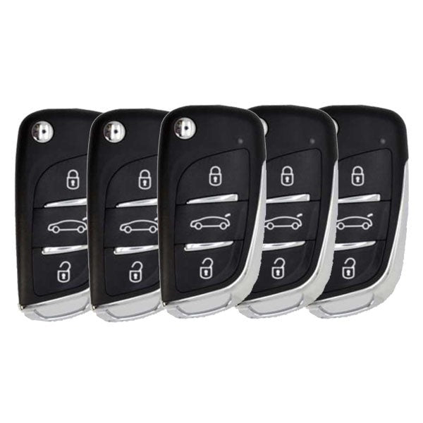 5 x Generic Style / 3-Button Universal Remote Flip Key for VVDI Key Tool (Wired) (Pack of 5)