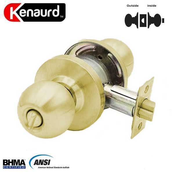 Commercial Door Knob Set - 2-3/4” Standard Backset - Polished Brass - Privacy - Grade 2
