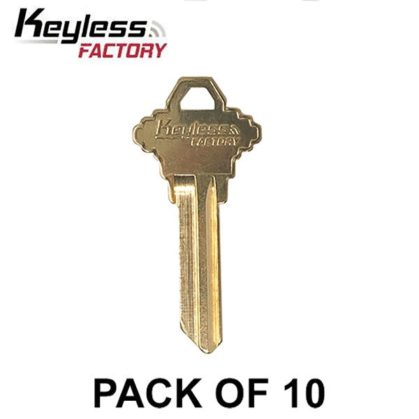 SC4 / 1145A Brass Finish Schlage Key Blanks (10 PACK) (AFTERMARKET)