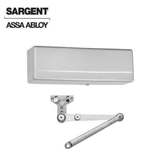 Sargent - 281 - Powerglide Cast Iron Door Closer - Back Check Function - Heavy Duty Hold Open Parallel Arm w/ Positive Stop - Adjustable Size 1-6 - Plastic Cover - Aluminum - Fire Rated - Grade 1