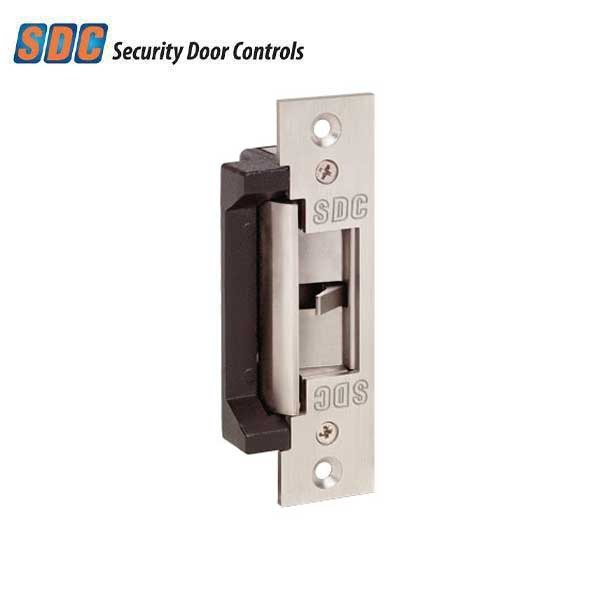 SDC - 25 - Electrified Cylindrical Strike - Fail Safe / Fail Secure - 12/24VDC - 4-7/8” Square Faceplate - Satin Stainless Steel