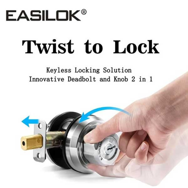 EASILOK - E2 - Single Cylinder Deadbolt Lock - Twist-To-Lock - Optional Finish