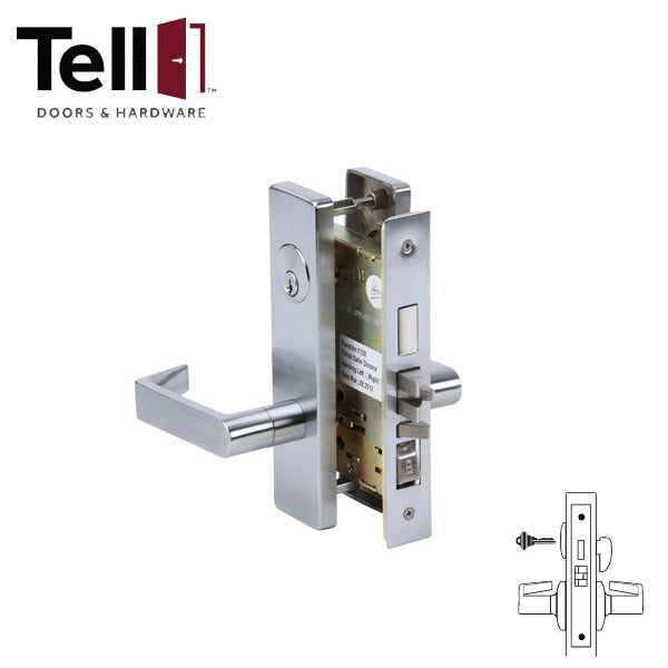 TELL - CL100976 - Heavy Duty Mortise Lock - Satin Chrome - 2-3/4" Backset - Dormitory