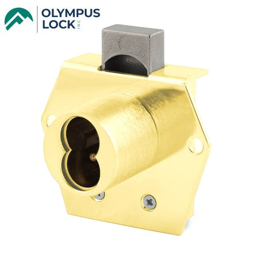 Olympus - 725RD - SFIC Rim Deadbolt Door & Drawer Cabinet Lock - BEST SFIC - 1-1/16" Cylinder Length - Polished Brass - Optional Handing - Optional Key Retaining - Grade 1