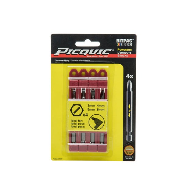 PICQUIC - Bitpac 95009 - Metric Slotted Set - 3, 4, 5, 6 mm