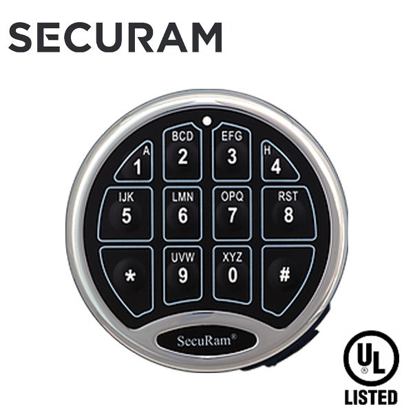 SECURAM - SafeLogic Basic Electronic Safe Keypad - Optional Lock Bodies - UL Listed - Satin Chrome