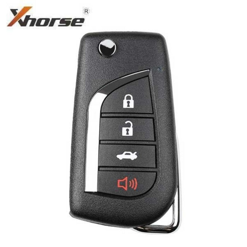 Xhorse - Toyota Style / 4-Button Universal Remote Flip Key for VVDI Key Tools (Wired) Replacement for XKTO10EN