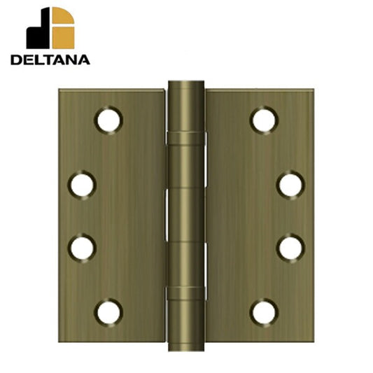 Deltana - 4" x 4" Square Hinge - Heavy Duty - Ball Bearing - Antique Brass
