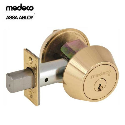 Medeco - 11JR503 - Maxum Residential - M3 BiLevel - 5-Pin - Single Deadbolt - 2-3/8" - DL Keyway Pinned - 05 - Bright Brass - Grade 1