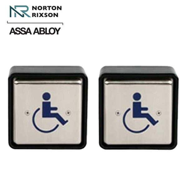 Norton - 5845 - Regenerative Door Operator ADAEZ PRO COMPLETE Kit - Push & Pull Mounting - Square Buttons - Satin Aluminum - Grade 1