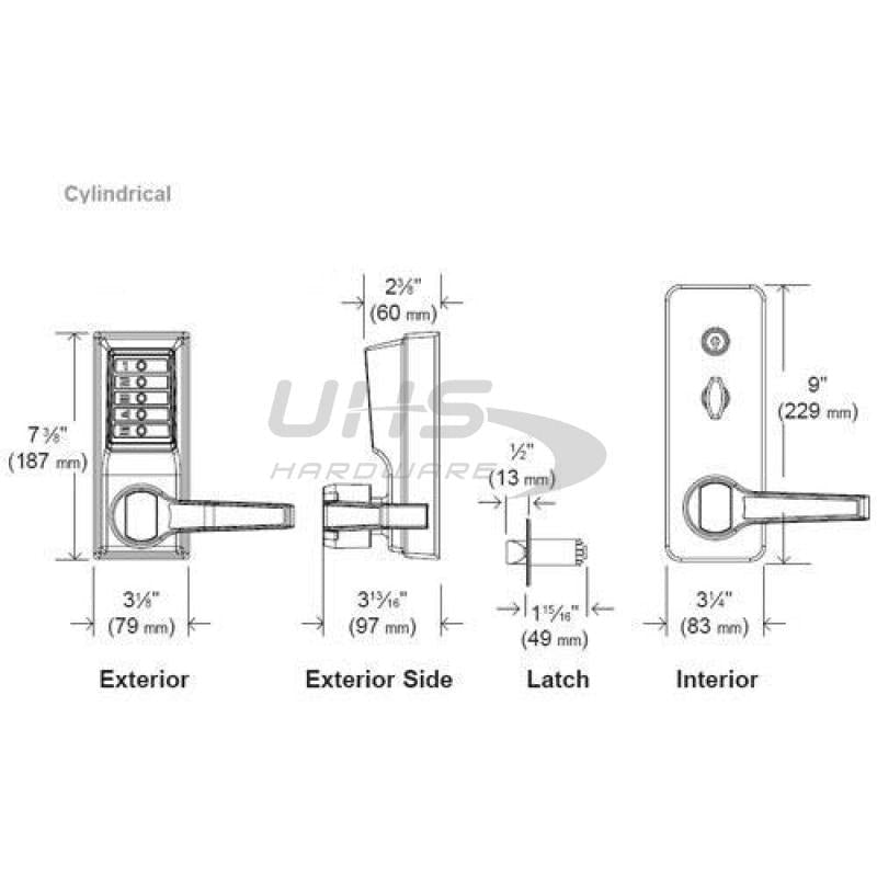 Simplex - LR1021S - Mechanical Pushbutton Cylindrical Lever Set - LFIC Schlage - 23⁄4" Backset - Antique Brass - RH/RHR