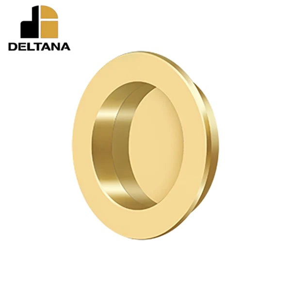 Deltana - Flush Pull - Round - Heavy Duty - 2-3/8" - Solid Brass - 2-1/8" Base Size - Optional Finish