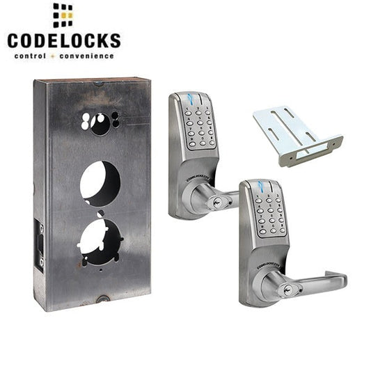 CodeLocks - CL5210 Gate Box Kit - Electronic Door Lock - Tubular Latchbolt Gate Box Kit - Double Sided - Brushed Steel - Fire Rated - Grade 2