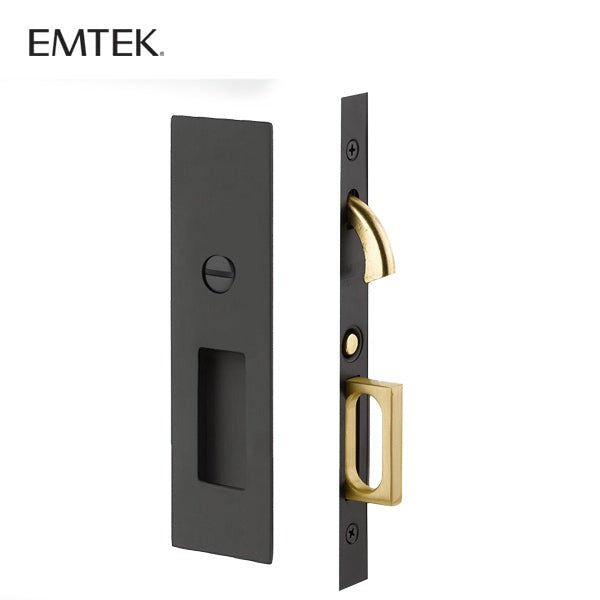 EMTEK - 2155 - Narrow Modern Rectangular Pocket Door Mortise Lock - US19 - Matte Black