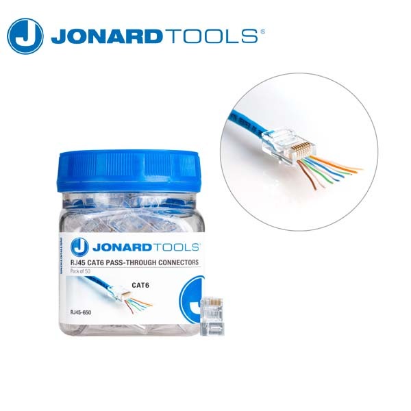 Jonard Tools - CAT6 RJ45 Pass-Through Connectors (Pack of 50)