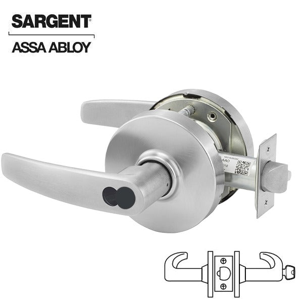 Sargent - 10G37 - Mechanical Cylindrical Lock - L Rose / B Lever - Classroom - LFIC - 26D - Satin Chrome Plated - Non Handed - Grade 1