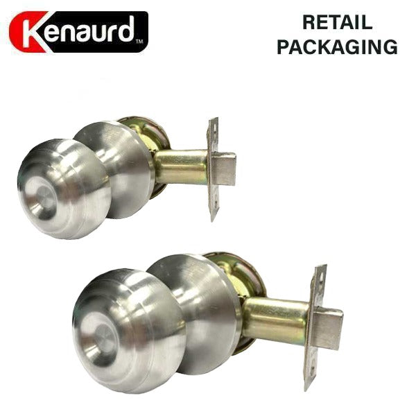 Premium Knob Set Lock - Passage - SS - Satin Silver - Retail Packaging - Grade 3