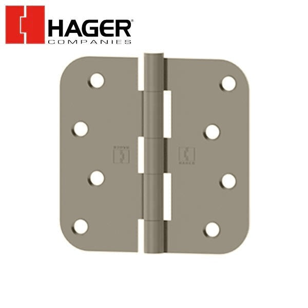 Hager - RC1841 - 5-Knuckle - Round Corner 5/8" Radius - Plain Bearing With Fasteners - 4" x 4" - Optional Finish