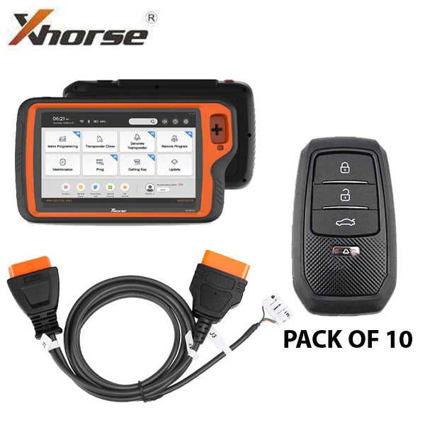 Xhorse - VVDI Key Tool PLUS Tablet - ADVANCED PACKAGE + Toyota / Lexus XD8ASKGL Smart Key Adapter & Bypass Cables + 10 x XSTO01EN XM38 Universal Smart Keys
