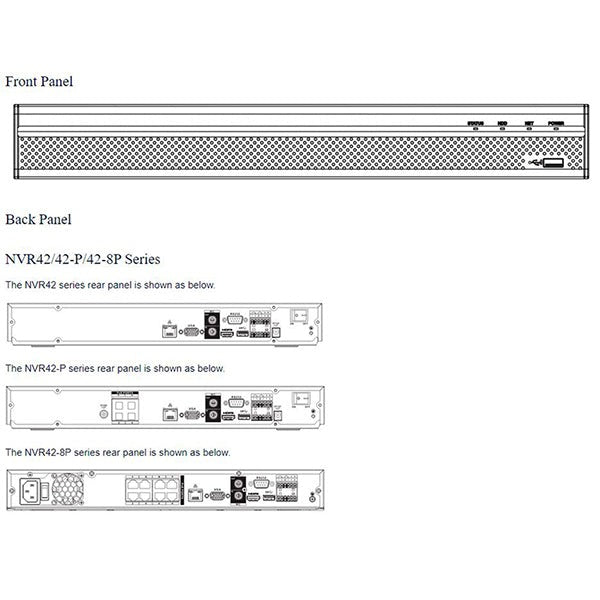 Dahua / 4-Channel / 8MP / PoE NVR / 2 SATA / 2 TB HDD / DH-N42B1P2