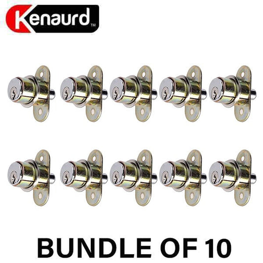 10 x Kenaurd - Flush Mount Plunger Lock - Satin Chrome (BUNDLE OF 10)