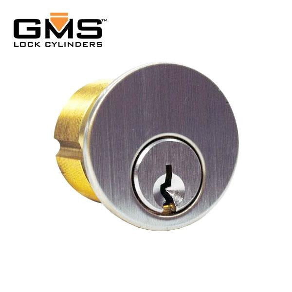 GMS - M100-SC - Mortise Cylinder - 1" - 5-Pin - Drilled 6 - Schlage C Keyway - US26D - Satin Chrome
