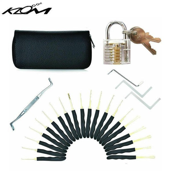 KLOM - Lock Picks Set - Transparent Practice Padlock Bundle - 24 Pieces