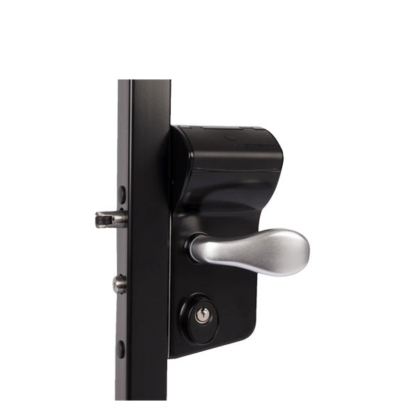 Locinox - VINCI - Surface Mounted Mechanical Code Lock For Gates - For Square Profiles 1 1/2" to 2 1/2" - 9005 with 3006C - Aluminum Handle Pair & Cylinder