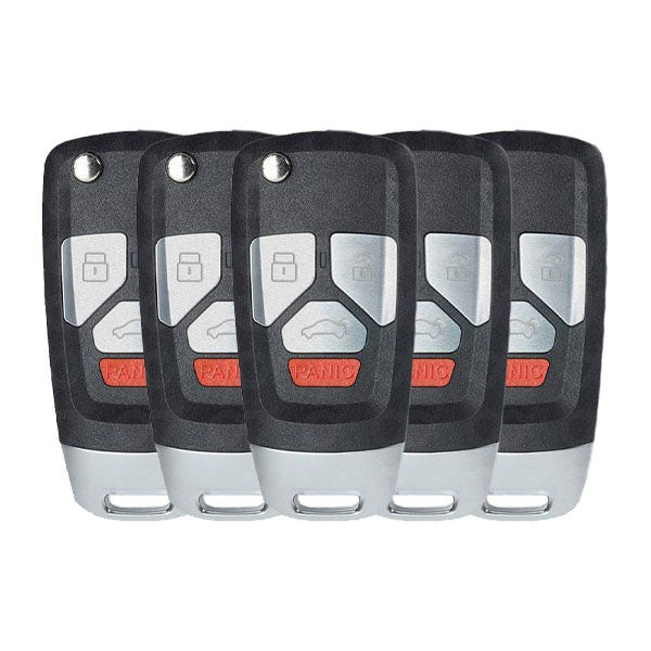 5 x Audi Style / 4-Button Universal Remote Flip Key for VVDI Key Tool (Wireless) (Pack of 5)