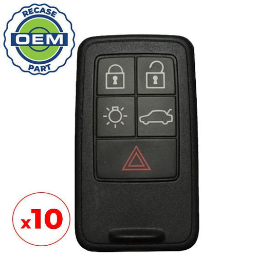 10 x 2008-2018 Volvo S60 V60 XC60 XC70 / 5-Button Smart Key / PN: 30659637 / KR55WK49264 (OEM Recase)