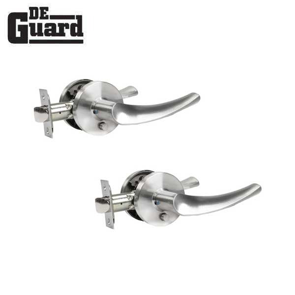 2 x Contemporary Wave Lever Set - Privacy - Round Rose - Satin Nickel - Grade 3 (Bundle of 2)