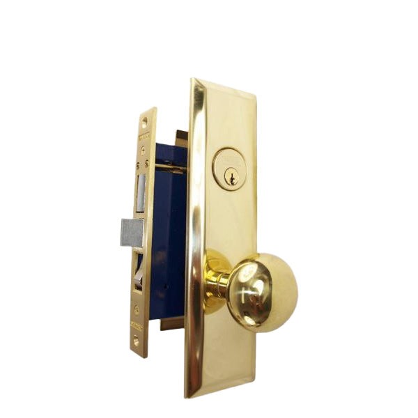Marks USA - 9NY10A/3 - New York Mortise Lock Knob - 1-1/16" x 7-5/8" - US3/605 - Polished Brass - Entrance - LH
