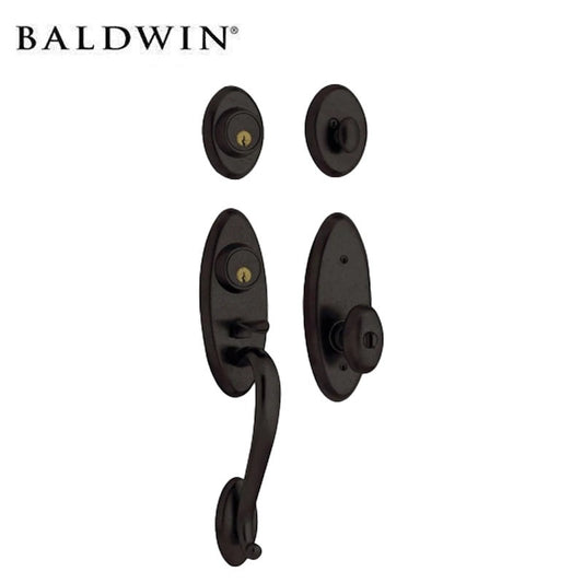 Baldwin Estate - 85345 - Landon - Two Point Lock Handleset - Entrance - Single Cylinder - Distressed Oil Rubbed Bronze - Grade 1