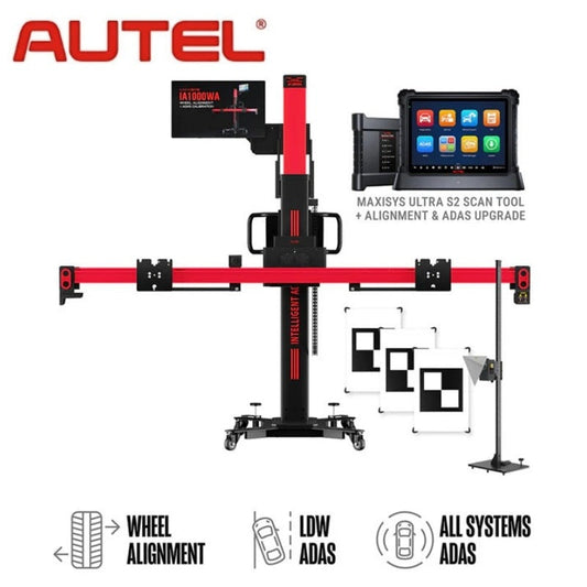 Autel - IA1000 Automated Wheel Alignment and ADAS Calibration System with All Systems ADAS & MaxiSYS Ultra S2 Diagnostics Tablet