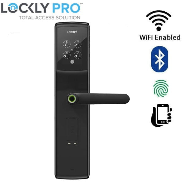 Lockly - PGD829AFUSMB - Secure Lux - Mortise Smart Lock - Fingerprint Reader - 2-1/8" Backset - RFID Card - Bluetooth App Controlled - Matte Black