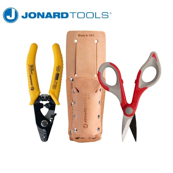 Jonard Tools - Fiber Stripper & Kevlar Shears Kit - Leather Pouch