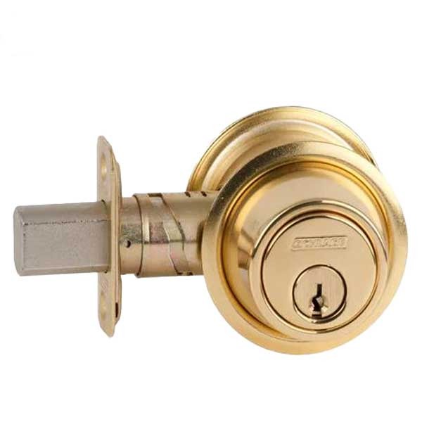 Schlage - B563P - Commercial Deadbolt - Classroom - Bright Brass - Schlage C - Grade 2