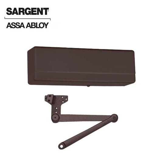 Sargent - 281 - Powerglide Cast Iron Door Closer - Back Check Function - Heavy Duty Parallel Arm w/ Compression Stop - Adjustable Size 1-6 - Plastic Cover - Dark Oxidized Satin Bronze - Fire Rated - Grade 1