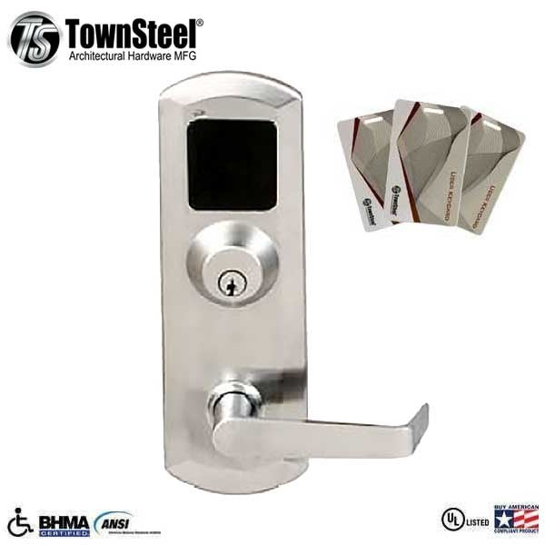 TownSteel - XRF2000 - RFID Reader - Exit Device Trim for ED5500/ED5500F - Trim Only w/ Key Override - Satin Chrome